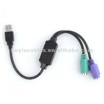 2.0 USB al cable PS2 Adaptador del cable del convertidor de la PC para el teclado del ratón
